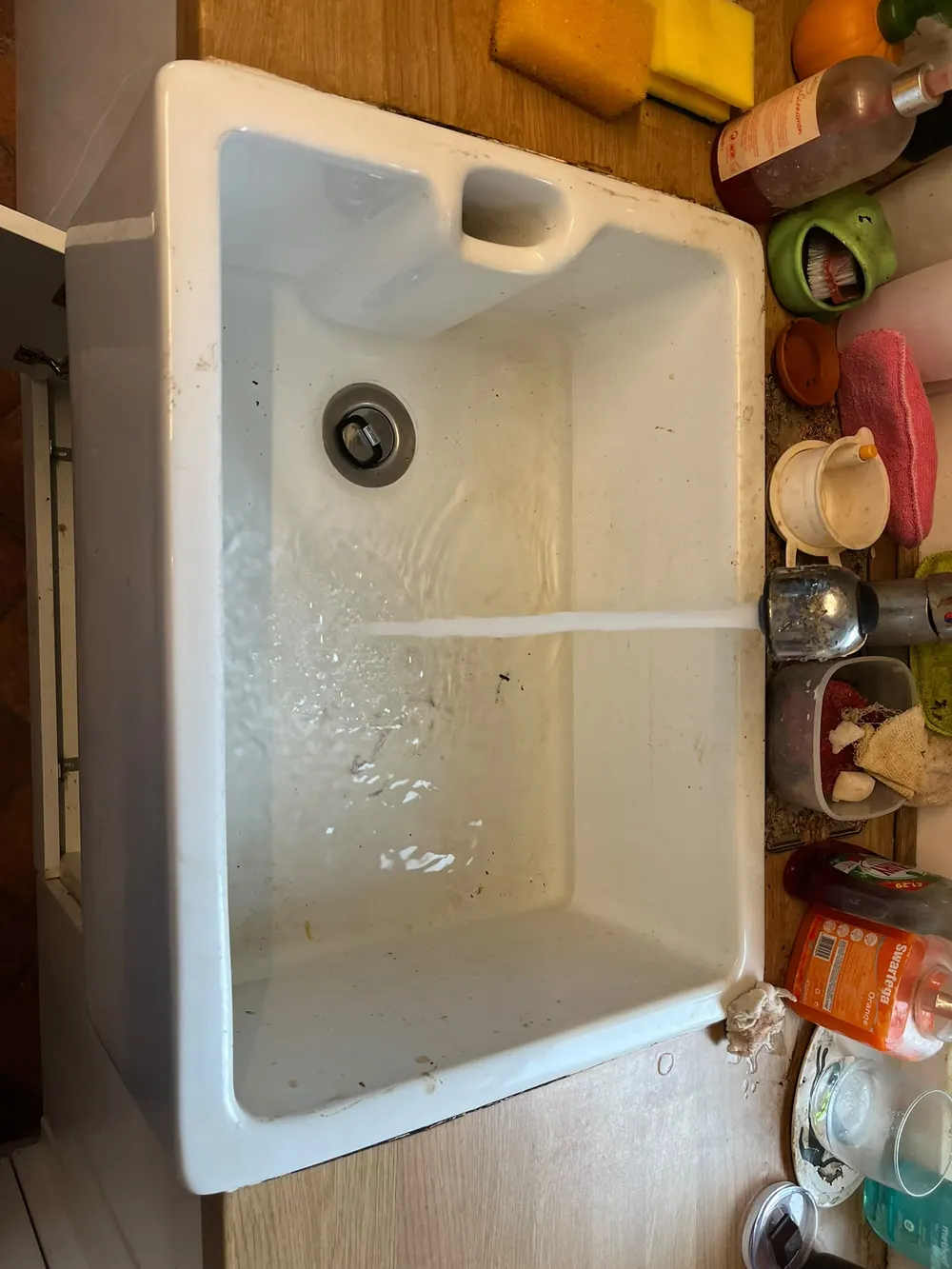 Sink being tested after drainage work
