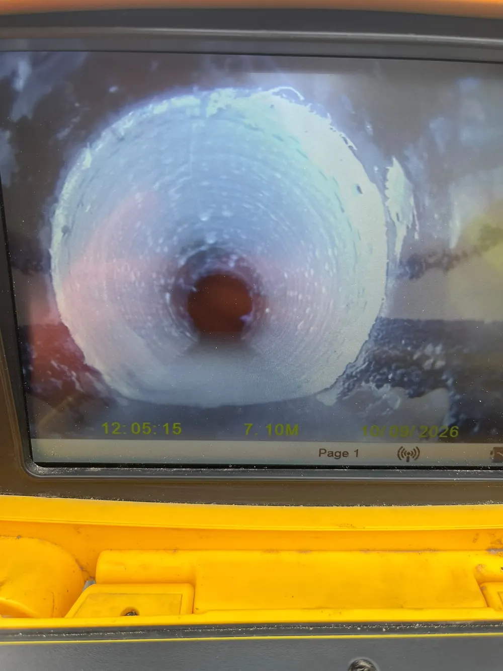 CCTV survey screen showing drain condition
